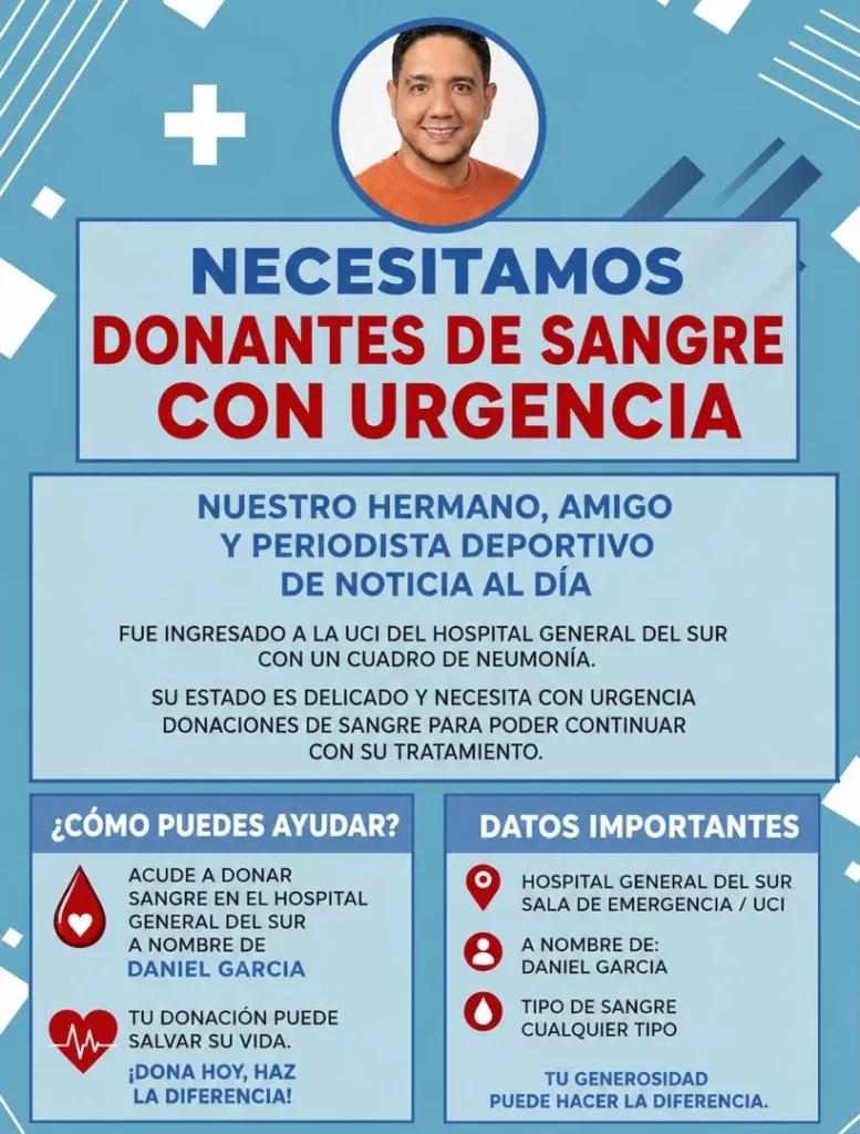 Se necesitan donantes de sangre con urgencia para Daniel García