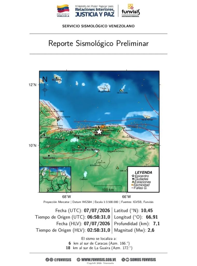 Sismo de magnitud 4.0 sacudió el estado Sucre la madrugada de este martes