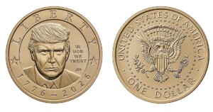 Trump cambia la estatua de la libertad por su rostro en las monedas de un dólar