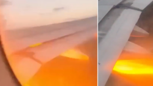 Video: el dramático momento en que un avión tuvo que regresar al aeropuerto de Montevideo tras lanzar llamas desde uno de sus motores